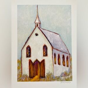 5x7 signed fine art print only,Church Wall Art comes framed in white matte board